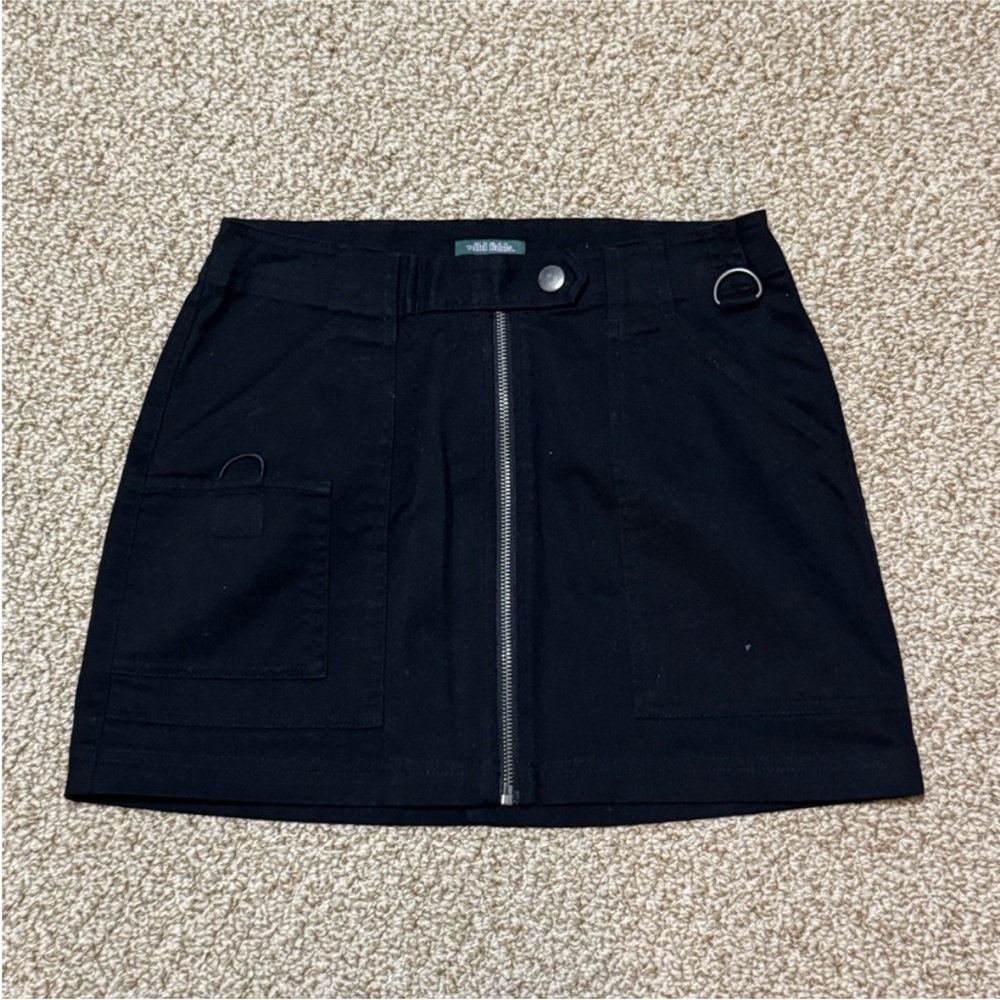 Wild Fable Black Mini Skirt with Front Zipper